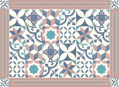 Maroc Vinyl Table Mat Dusty Pink and Blue 33x45cm (Set of 4)