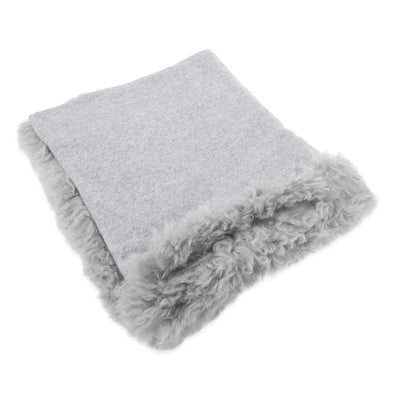 Woven Wool Blanket with Sheepskin Trim