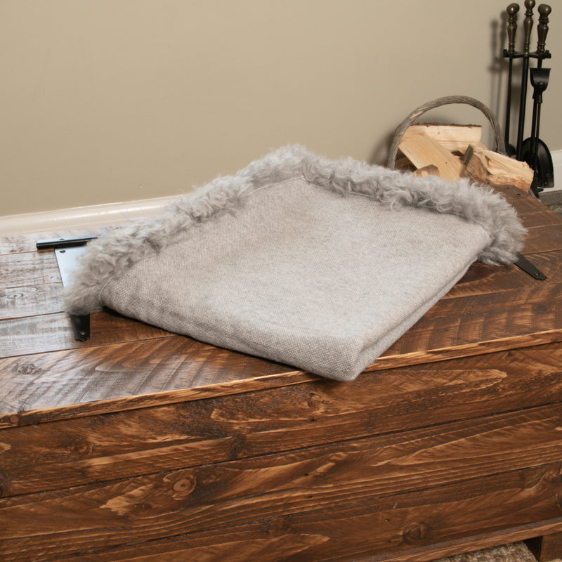 Woven Wool Blanket with Sheepskin Trim