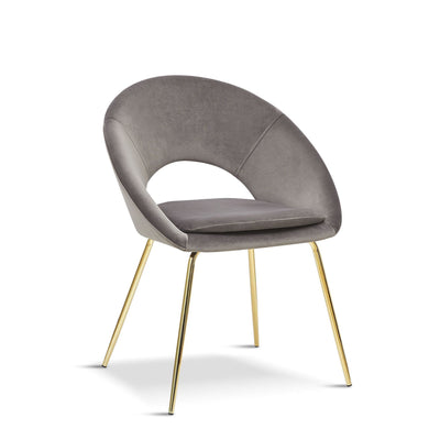 x2 Grey Open Back Dining Chair With Gold Legs