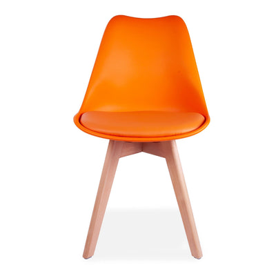 x4 ECN Orange Tulip Style Plastic Dining Chair