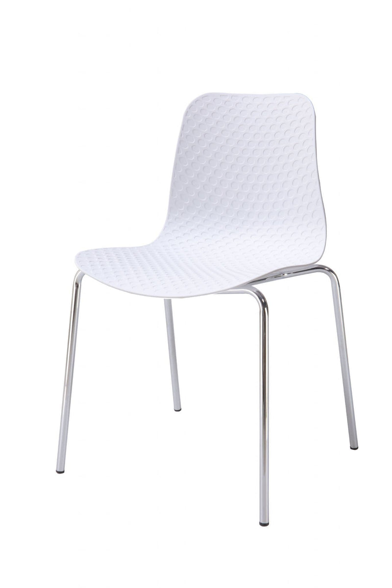 x4 Dimple Textured White Plastic Chairs (Stackable)