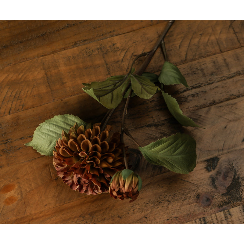 Deep Mustard Faux Dahlia Stem