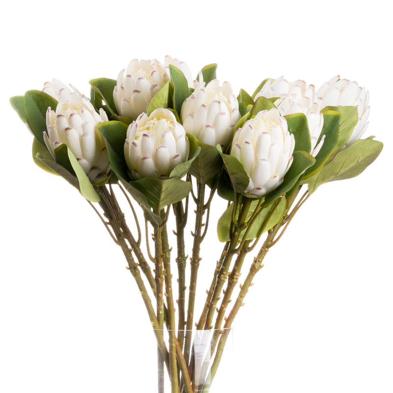 Closed White Faux Protea