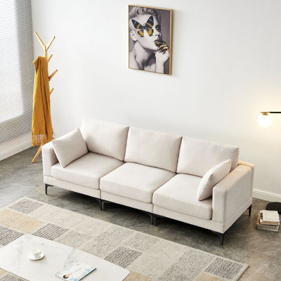 ANEK 3 Seater Beige Fabric Sofa