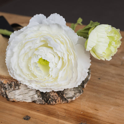 Faux White Ranunculus Spray