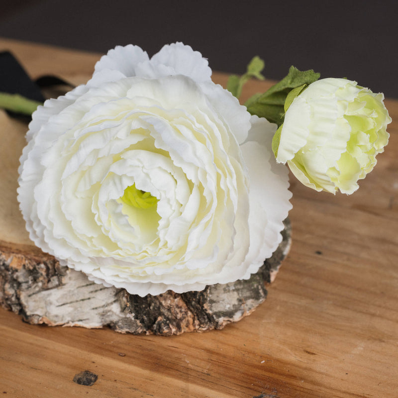 Faux White Ranunculus Spray