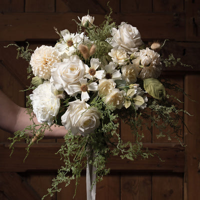Faux White Dahlia Stem