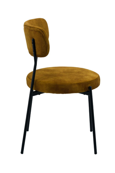 x2 Stackable Velvet Dining Chairs - Mustard