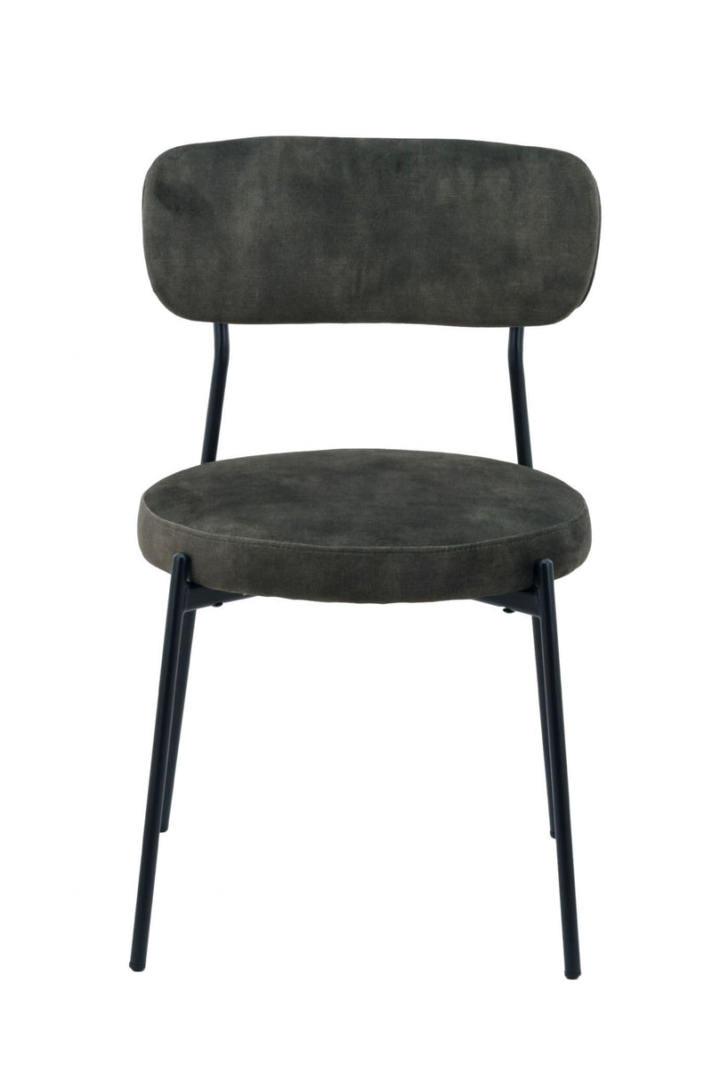x2 Stackable Glenn Velvet Dining Chairs- Dark Green