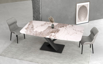 Alakananda White Sintered Stone Dining Table 160cm x 80cm