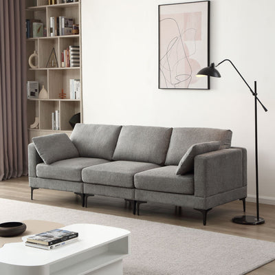 ANEK 3 Seater Dark Grey Fabric Sofa