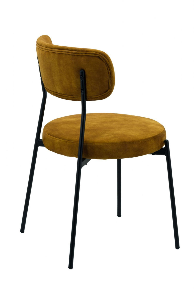 x2 Stackable Velvet Dining Chairs - Mustard