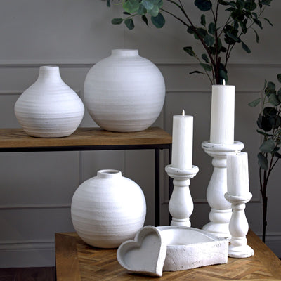 Set Of Three Large Matt White Ceramic Dishes (Heart)