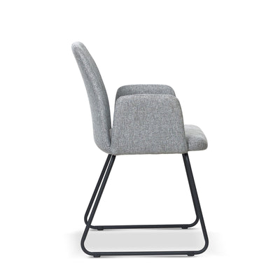 Grey Upholstered Contemporary armchair with Metal Legs