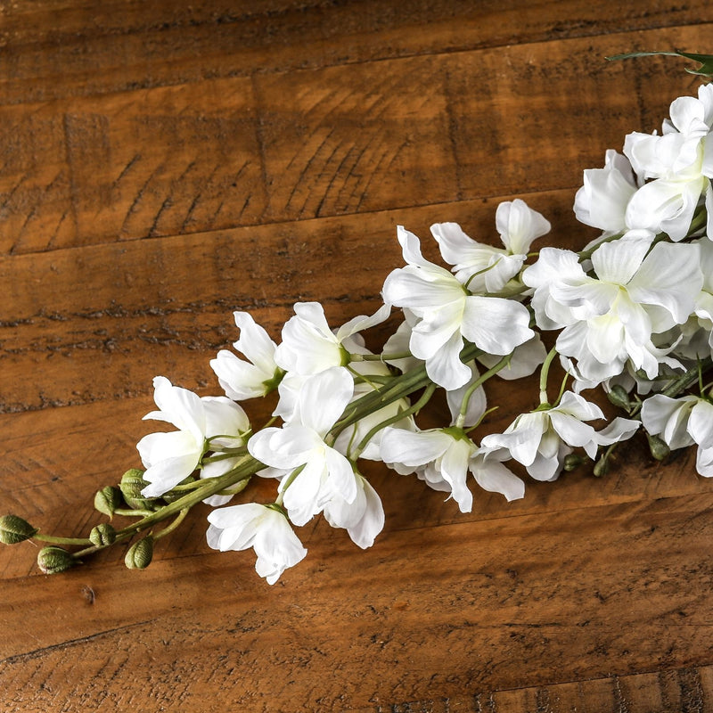 Tall White Faux Delphinium Stem