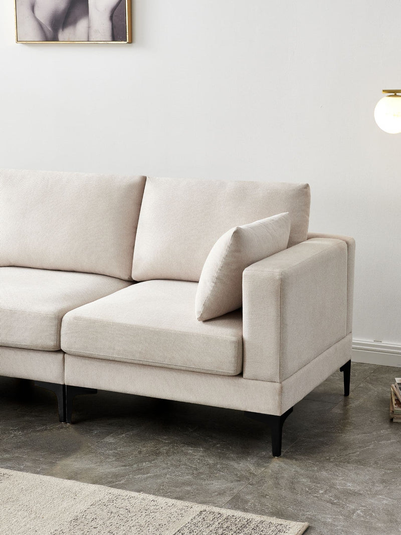 ANEK 3 Seater Beige Fabric Sofa