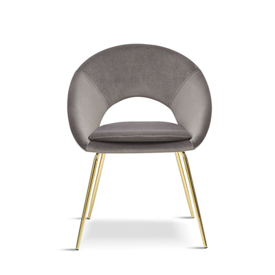 x2 Grey Open Back Dining Chair With Gold Legs