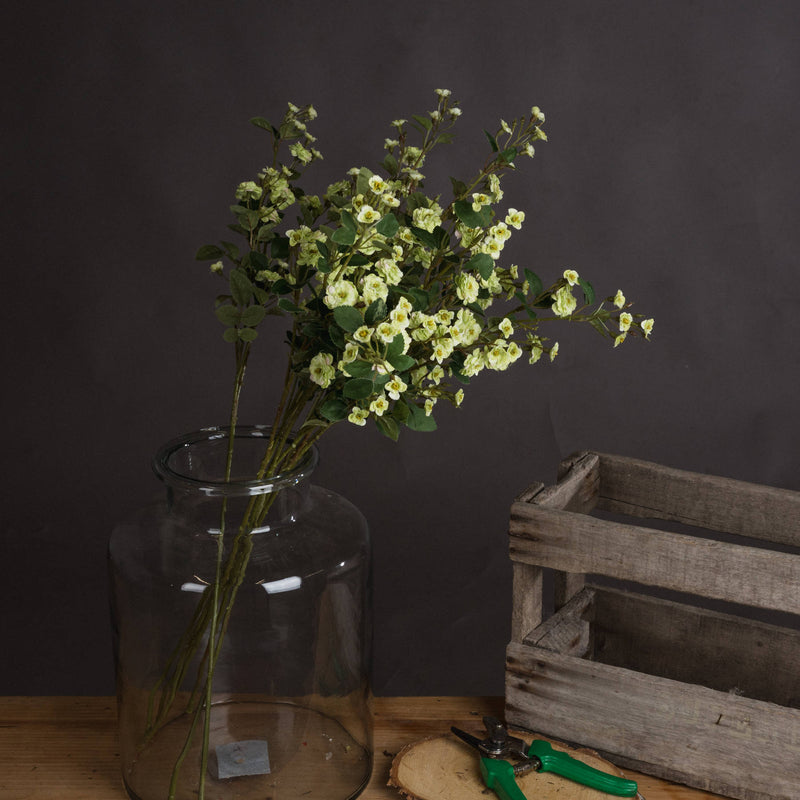Faux Green Wild Meadow Rose